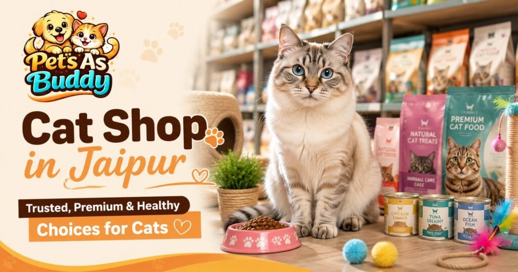 Cat shop in Jaipur offering healthy cats, premium cat food, cat treats and pet accessories at Pets As Buddy.
